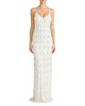 ML Monique Lhuillier Amora Sleeveless Long Dress - White