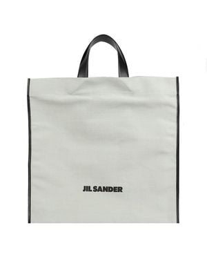 Jil Sander Logo Printed Tote Bag - Metallic
