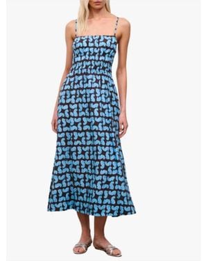 STAUD Ayla Linen Dress - Blue