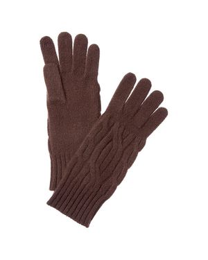 Hannah Rose Wide Cable Cashmere Gloves - Brown