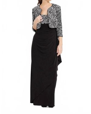 Alex Evenings Long Empire Waist Bolero Jacket Dress - Black