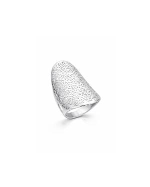 Gold & Honey Longline Floral Ring - White