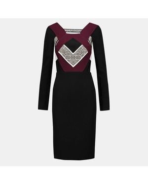 Roland Mouret Color Block Textured Crepe Shapur Mini Dress - Black