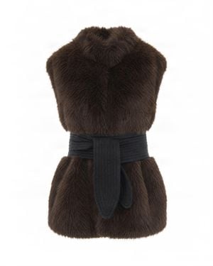Liu Jo Dark High Collar Faux Fur Vest - Black