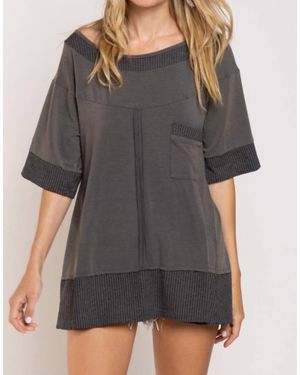 Pol Crusin' Rib Trimmed Top - Gray