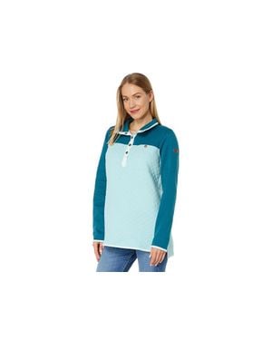 L.L. Bean Llbean Quilted Sweatshirt Mock Neck Tunic - Blue
