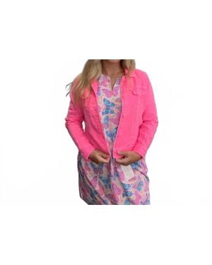 Lulu-B Button Front Long Sleeve Travel Jacket - Pink