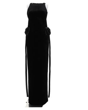 Self-Portrait Sleeveless Flap Pocket Evening Dress - Black
