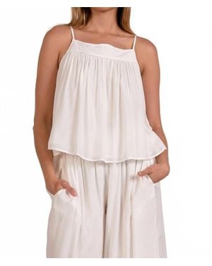 Elan Luna Square Neck Tank Top - White