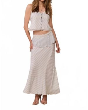 LoveShackFancy Sylette Chiffon Striped Maxi Skirt - Natural