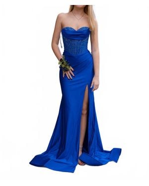 Amarra Elegant Sweetheart Corset Prom Dress - Blue