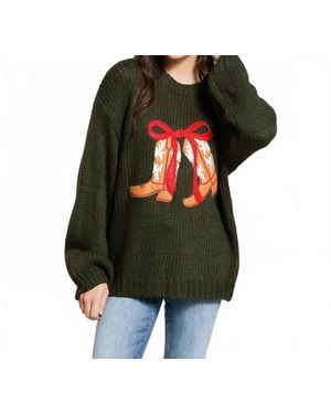 Baevely By Wellmade For The Love Of Boots Sweater - Green