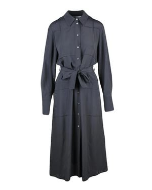 Beatrice B. Acetate And Silk Midi Shirt Dress With Matching Belt - Blue
