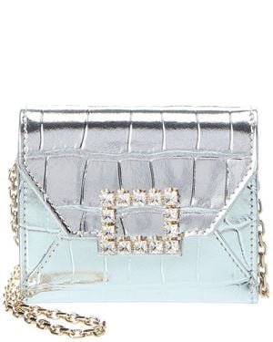 Roger Vivier Croc-Embossed Leather Wallet On Chain - Blue