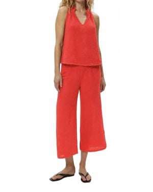 Michael Stars Medina Smocked Waist Crop Pant - Red