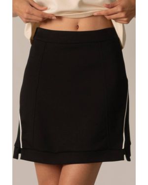 P.Cill Butter Modal Piping Detail Mini Skirt - Black