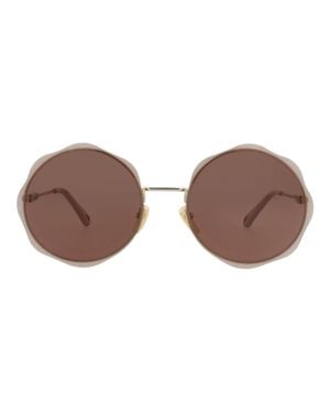 Chloé Round-Frame Metal Sunglasses - Brown