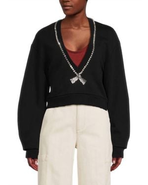 Area Embellished Bow Sweater - Black