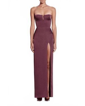 Alex Perry Strapless Cup Column Satin Maxi Dress - Red