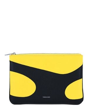 Ferragamo Cutout Leather Pouch - Yellow