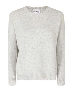 Kujten Romelie Heathered Crewneck Cashmere Sweater - White