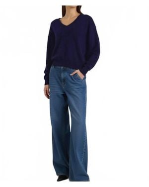 Brodie Cashmere Matilda V-Neck Cashmere Sweater - Blue