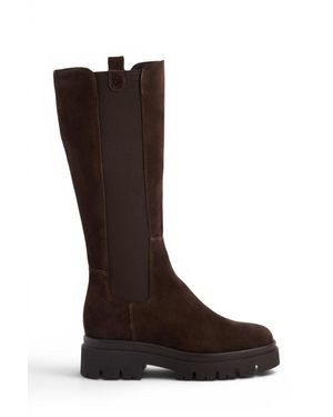 Tamaris Leather Knee High Platform Heel Long Boots - Brown