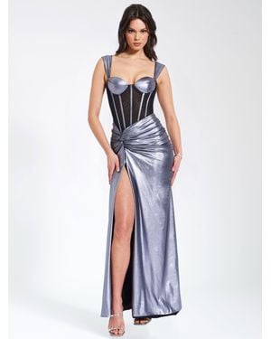 Miss Circle Odessa Metallic Corset Maxi Dress - Blue
