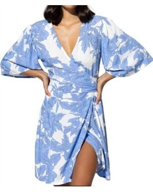 LUSANA Mae Mini Wrap Dress - Blue