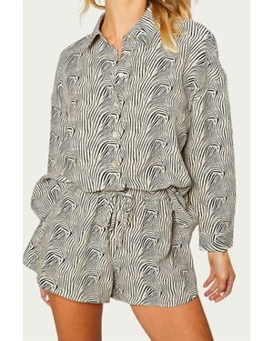 Pretty Garbage Oversized Zebra-Print Textured Shirt - Gray
