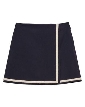 MSGM Asymmetrical A-Line Wool Skirt - Blue