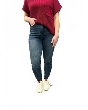 Judy Blue High Rise Tummy Control Step Hem Skinny Jeans - Blue