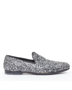 Jimmy Choo Marlo Coarse Glitter Almond Toe Loafers - Gray