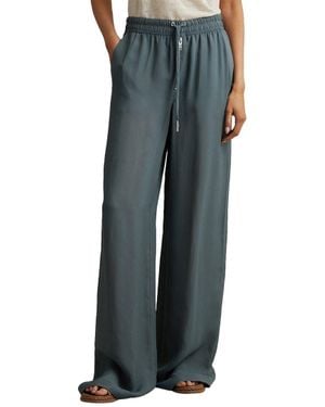 Reiss Cameilla Zip Detail Wide Leg Trouser - Blue