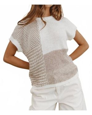 Blu Pepper Color Block Knit Blouse - Gray