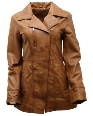 Infinity Leather Md Length Biker Jacket-Okehampton - Black