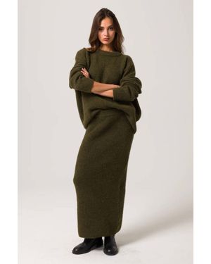 Line & Dot Hart Sweater Maxi Skirt - Green
