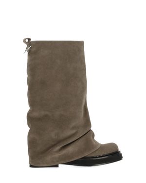 The Attico Combat Robin Draped Suede Boots - Green