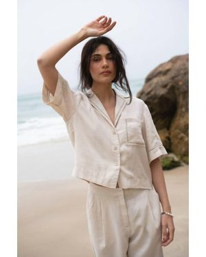 Lilly Pilly Quin Linen Top - White