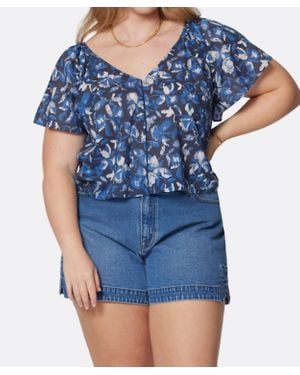 Joie Katya Short Sleeve Cotton Top - Blue