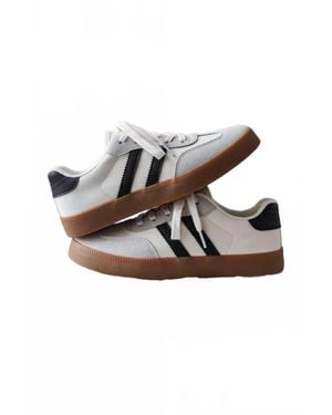 Little Daisy Closet Vintage Stripe Lace-Up Flat Sneakers - White