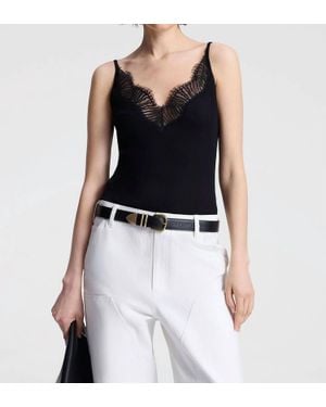 A.L.C. Alba Silk Knit And Lace Camisole Top - Black