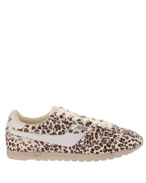 Autry Pony Skin Low-Top Sneakers With Animal Print And Contrast Heel Tab - Multicolor