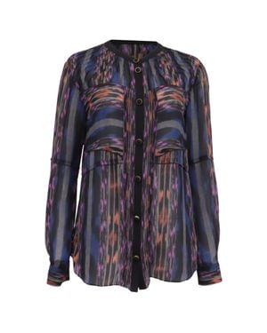 Proenza Schouler Patterned Long Sleeve Blouse - Blue