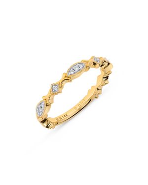 H.J. Namdar H. J. Namdar 0.07 Ct Tw Milgrain Prong Seat Round Diamond Stack Ring 14K Natural Diamonds Size 6 - Metallic