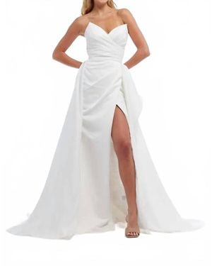 Vienna Prom Stunning Strapless Fit And Flare Gown - White