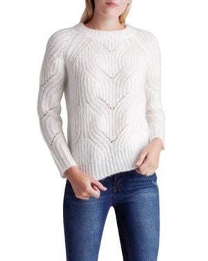 Kensie Twisted Fuzzy Yarn Long Sleeve Sweater - Gray