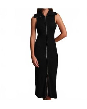 DELUC Paul Zip Up Knit Maxi Dress - Black