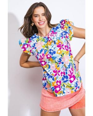 TRUEDAMES Waiting For Sunshine Woven Top - Pink