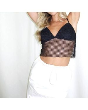 emory park Kendall Mesh Crop Cami - Gray